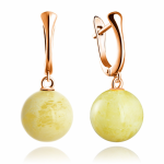 Позолоченные серьги-подвески. Королевский янтарь