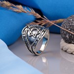 Серебряное кольцо-печатка "Звезда Давида"