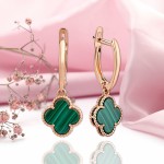 Goldohrringe 585 Malachit ⌀10 mm