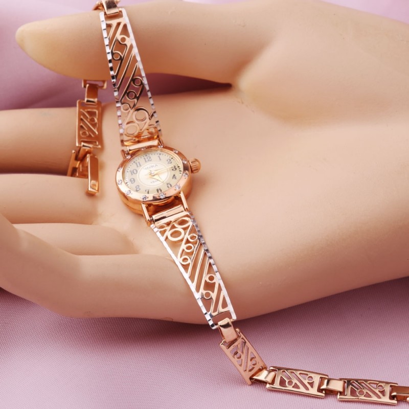 Женские наручные часы-браслет из натуральной кожи brown