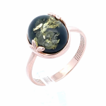 Vergoldeter Silberring mit grünem Bernstein