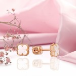 Серьги гвоздики золото 585 Перламутр 6 мм