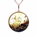 Vergoldeter Silberanhänger mit Bernstein Ø 35 mm