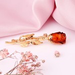 Vergoldete Brosche mit Bernstein