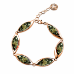 Позолоченный браслет. Зелёный янтарь