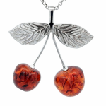 Silberbrosche Anhänger Bernstein