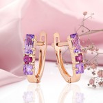 Ohrringe aus Rotgold 585 Amethyst Rhodolith