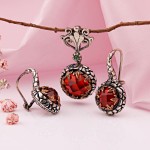Серебро 925 Гарнитур с гранатом
